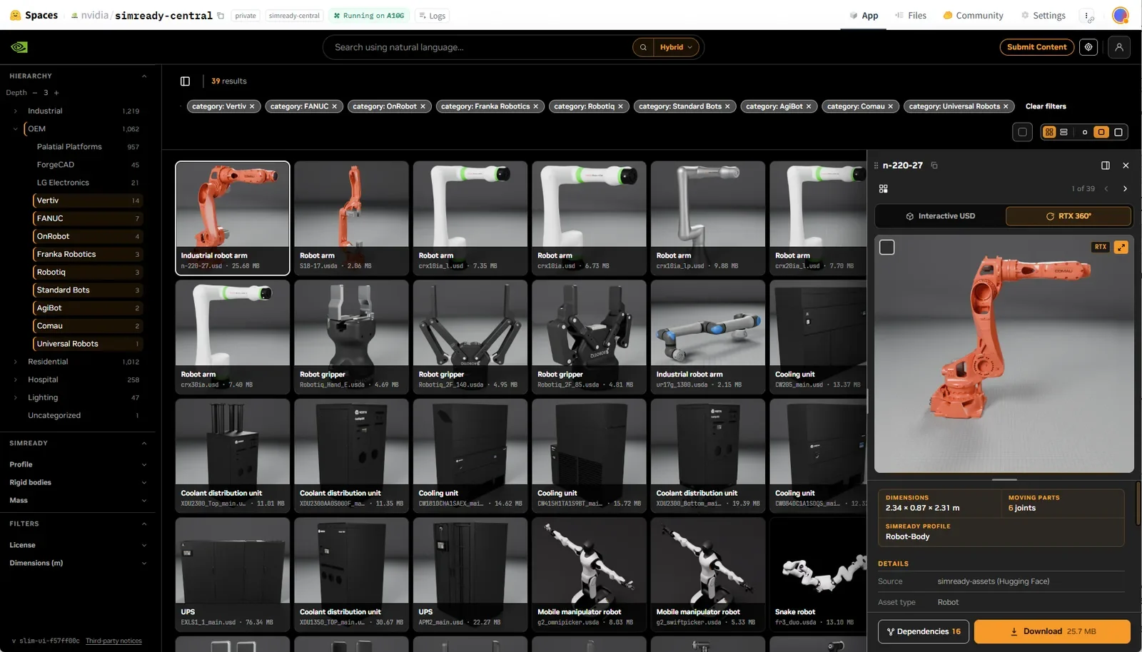 Source artwork for Announcing SimReady Central: An Open Library of Simulation-Ready 3D Assets for Robotics and AI Factories